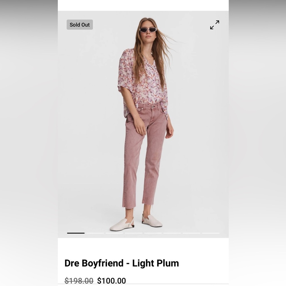 Rag and Bone Dre Boyfriend - Light Plum 31 low rise